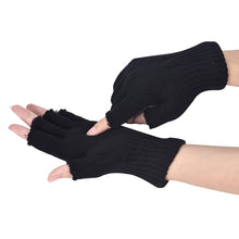 ArrivalMen Black Knitted Stretch Elastic Warm Half Finger Fingerless Gloves for IMY66