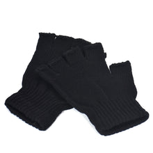 ArrivalMen Black Knitted Stretch Elastic Warm Half Finger Fingerless Gloves for IMY66