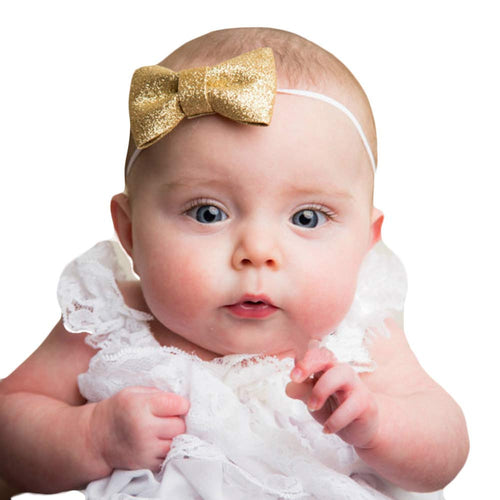 Baby Girls Photo Props Bling Headbands Gilding Bowknot Hair Accessories Forborns Girls Infant Hair Band IMY66