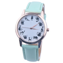 Cartoon Watches Women Casual Cat Print PU Leather Band Analog Quartz Quartz Wrist Watch Relogio feminino Clock IMY66