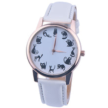 Cartoon Watches Women Casual Cat Print PU Leather Band Analog Quartz Quartz Wrist Watch Relogio feminino Clock IMY66
