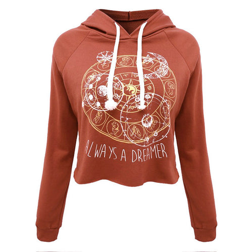 Casual Women Crop Tops T-Shirts Hooded Long Sleeve Round Neck ShorT-Shirt Womens Clothing American Apparel Best IMY66