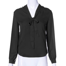 Elegant Women Bow Tied V neck Long Sleeve Blouse Chiffon Shirt Ladies OL Office Shirt blusas y camisas mujer IMY66