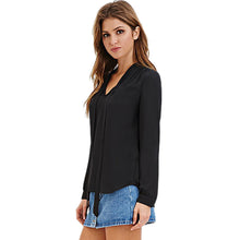 Elegant Women Bow Tied V neck Long Sleeve Blouse Chiffon Shirt Ladies OL Office Shirt blusas y camisas mujer IMY66