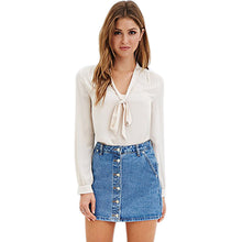 Elegant Women Bow Tied V neck Long Sleeve Blouse Chiffon Shirt Ladies OL Office Shirt blusas y camisas mujer IMY66