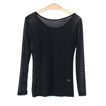 Sexy T-Shirt Women Long Sleeve See Through T-Shirts Solid Clothes Gauze Bottoming shirt Top ropa mujer IMY66