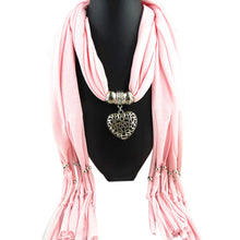 Warm Scarf Women Charms Scarf Alloy Hearts Drop Pendant Jewelry Scarves Necklace Scarf IMY66