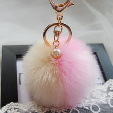 Lovely Hit Color Keychain Fur Pom Pom Keychain Car Bag Charm Fur Ball Key Chain Women Key Holder Ring Keychains IMY66