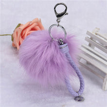 Lovely Rabbit Fur Rope Alloy Keyring Hanging Plush Ball Ornaments Keyfob accessories Car Keychains On Bag IMY66