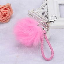 Lovely Rabbit Fur Rope Alloy Keyring Hanging Plush Ball Ornaments Keyfob accessories Car Keychains On Bag IMY66