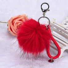 Lovely Rabbit Fur Rope Alloy Keyring Hanging Plush Ball Ornaments Keyfob accessories Car Keychains On Bag IMY66