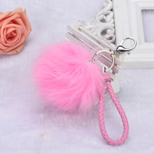 Lovely Rabbit Fur Rope Alloy Keyring Hanging Plush Ball Ornaments Keyfob accessories Car Keychains On Bag IMY66