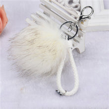 Lovely Rabbit Fur Rope Alloy Keyring Hanging Plush Ball Ornaments Keyfob accessories Car Keychains On Bag IMY66