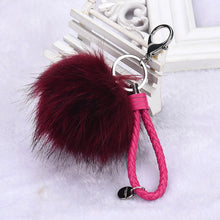 Lovely Rabbit Fur Rope Alloy Keyring Hanging Plush Ball Ornaments Keyfob accessories Car Keychains On Bag IMY66