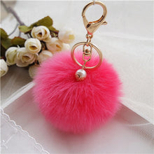 Rabbit Fur Ball Keychain Bag Plush Car Key Ring Car Key Plush Pom Poms Ball Bag Car Ornaments Pendant Key Ring IMY66