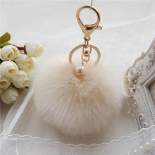 Rabbit Fur Ball Keychain Bag Plush Car Key Ring Car Key Plush Pom Poms Ball Bag Car Ornaments Pendant Key Ring IMY66