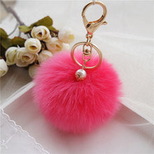 Rabbit Fur Ball Keychain Bag Plush Car Key Ring Car Key Plush Pom Poms Ball Bag Car Ornaments Pendant Key Ring IMY66