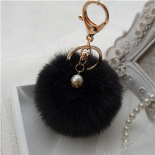 Rabbit Fur Ball Keychain Bag Plush Car Key Ring Car Key Plush Pom Poms Ball Bag Car Ornaments Pendant Key Ring IMY66