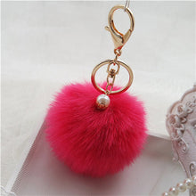 Rabbit Fur Ball Keychain Bag Plush Car Key Ring Car Key Plush Pom Poms Ball Bag Car Ornaments Pendant Key Ring IMY66