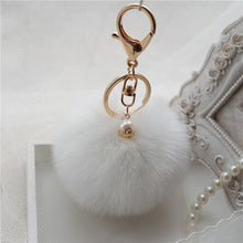 Rabbit Fur Ball Keychain Bag Plush Car Key Ring Car Key Plush Pom Poms Ball Bag Car Ornaments Pendant Key Ring IMY66