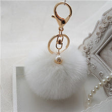 Rabbit Fur Ball Keychain Bag Plush Car Key Ring Car Key Plush Pom Poms Ball Bag Car Ornaments Pendant Key Ring IMY66