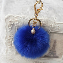 Rabbit Fur Ball Keychain Bag Plush Car Key Ring Car Key Plush Pom Poms Ball Bag Car Ornaments Pendant Key Ring IMY66