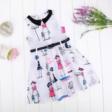 Children Girls Sleeveless Dresses With Waist Belt Cotton Kids Dresses For Girls Graffiti Dress vestidos IMY66