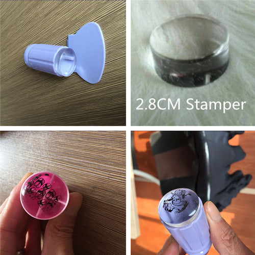 Transparent Stamp Nail Art Clear Jelly Stamper Scraper Tool Set Manicure Polish Stamp Image Tool Kit IMY66