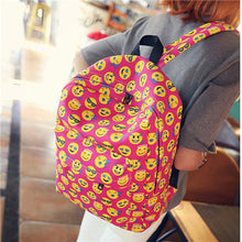 Women Canvas Backpacks Smiley Emoji Face Printing School Bag For Teenagers Girls Shoulder Bag Mochila Feminina IMY66