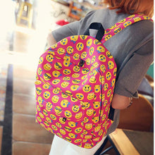 Women Canvas Backpacks Smiley Emoji Face Printing School Bag For Teenagers Girls Shoulder Bag Mochila Feminina IMY66