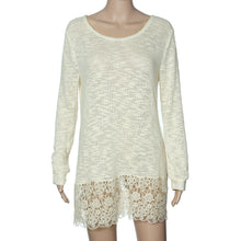 Women Knitted Sweater Ladies Sexy Thin Long Sleeve Lace Blouse Loose Long Pullover Shirts Tops IMY66