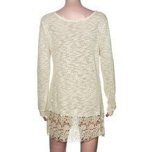 Women Knitted Sweater Ladies Sexy Thin Long Sleeve Lace Blouse Loose Long Pullover Shirts Tops IMY66