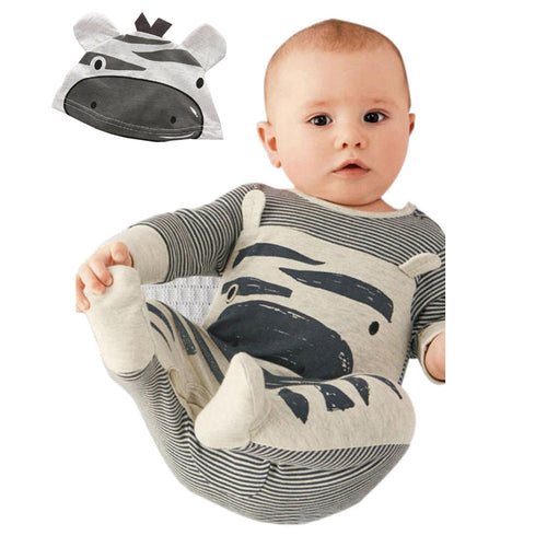 baby boys clothes Zebra gray long-sleeved jumpsuit+hat baby suitable for 0-24 month children clothes Romper IMY66