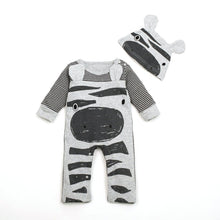 baby boys clothes Zebra gray long-sleeved jumpsuit+hat baby suitable for 0-24 month children clothes Romper IMY66