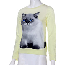 tee shirt femme Plus Size Long Sleeve T-Shirt Women blusa camisetas mujer Cat Pattern Loose Tops T-Shirt IMY66