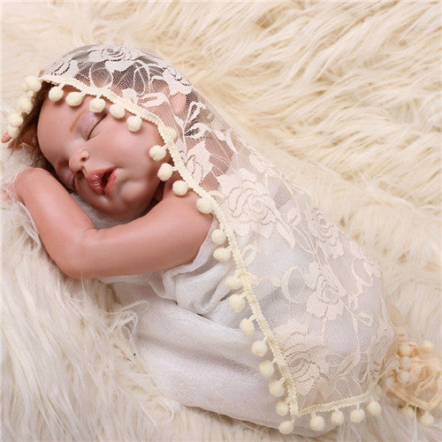 Newborn Baby Girls Boys Stretch Lace Wrap Baby Showerborn Maternity Paddingborn Baby Photography Prop IMY66