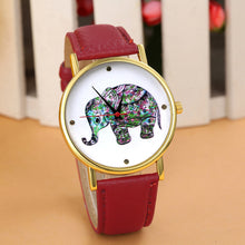 Retro Elephant Print Women Ladies Faux Leather Band Analog Quartz Vogue Wrist Watches relogio feminino IMY66