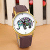 Retro Elephant Print Women Ladies Faux Leather Band Analog Quartz Vogue Wrist Watches relogio feminino IMY66