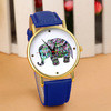 Retro Elephant Print Women Ladies Faux Leather Band Analog Quartz Vogue Wrist Watches relogio feminino IMY66