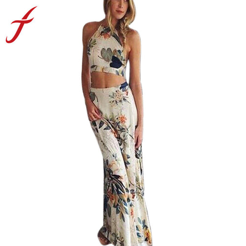 Sexy Club Party Dress Women Bodycon Dresses Vestidos De Fiesta Boho Print Halterneck Long Maxi Dress Beach Dress IMY66
