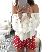Sexy Women Casual Boho Lace Off Shoulder Shirt Crop Tank Tops Blouse Shirts blusa feminina White Blouse IMY66