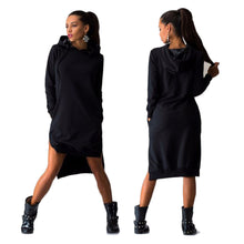 Long Sleeve Warm Pocket Sweatshirts Women Pullover Dress Lady Hoodies Vestidos Casual s Dress Plus Size IMY66