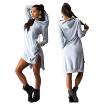 Long Sleeve Warm Pocket Sweatshirts Women Pullover Dress Lady Hoodies Vestidos Casual s Dress Plus Size IMY66