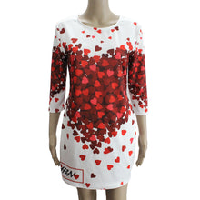 Dresses Women Sexy Club Bodycon Party Sheath Dress Vintage Casual Half Sleeve Print Red Heart Lovely Dresses IMY66