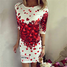 Dresses Women Sexy Club Bodycon Party Sheath Dress Vintage Casual Half Sleeve Print Red Heart Lovely Dresses IMY66