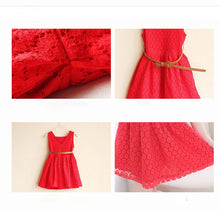 Lace Vest Girl Dress Baby Girl Princess Dress Chlid Clothes Kids Party Costume Red White Lace Dress For Girl IMY66