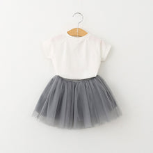 Kids Baby Girls Clothing Set Littler Cat Kids Clothes Short Sleeve Cartoon T-shirt+Butterfly Veil Skirt IMY66
