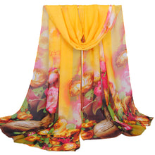 Print Silk Scarf Oversized Chiffon Scarf Women Wrap Sarong Sunscreen Pareo Beach Cover Up Long Cape Female IMY66