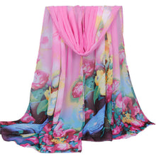 Print Silk Scarf Oversized Chiffon Scarf Women Wrap Sarong Sunscreen Pareo Beach Cover Up Long Cape Female IMY66