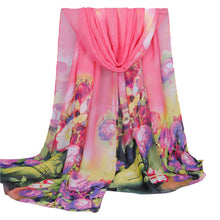Print Silk Scarf Oversized Chiffon Scarf Women Wrap Sarong Sunscreen Pareo Beach Cover Up Long Cape Female IMY66